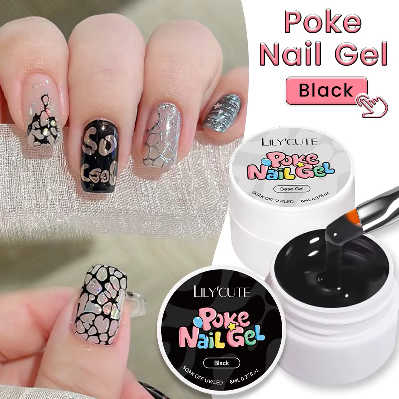 LILYCUTE 8ml Poke ongles Gel blanc noir piquant multifonctionnel UV LED Gel bulle océan vague sans essuyer dentelle peinture Gel vernis