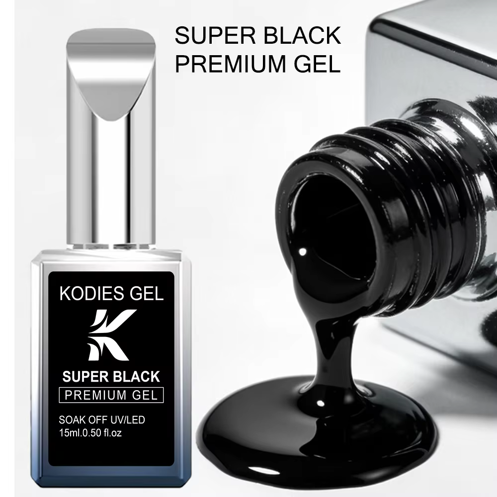 KODIES GEL Super noir Gel Vernis à ongles haute Pigment couleur riche
