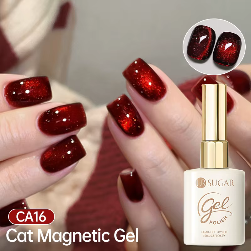 UR SUGAR 15ml 3 pièces vernis à ongles Gel magnétique chat rouge Super brillant rubis
