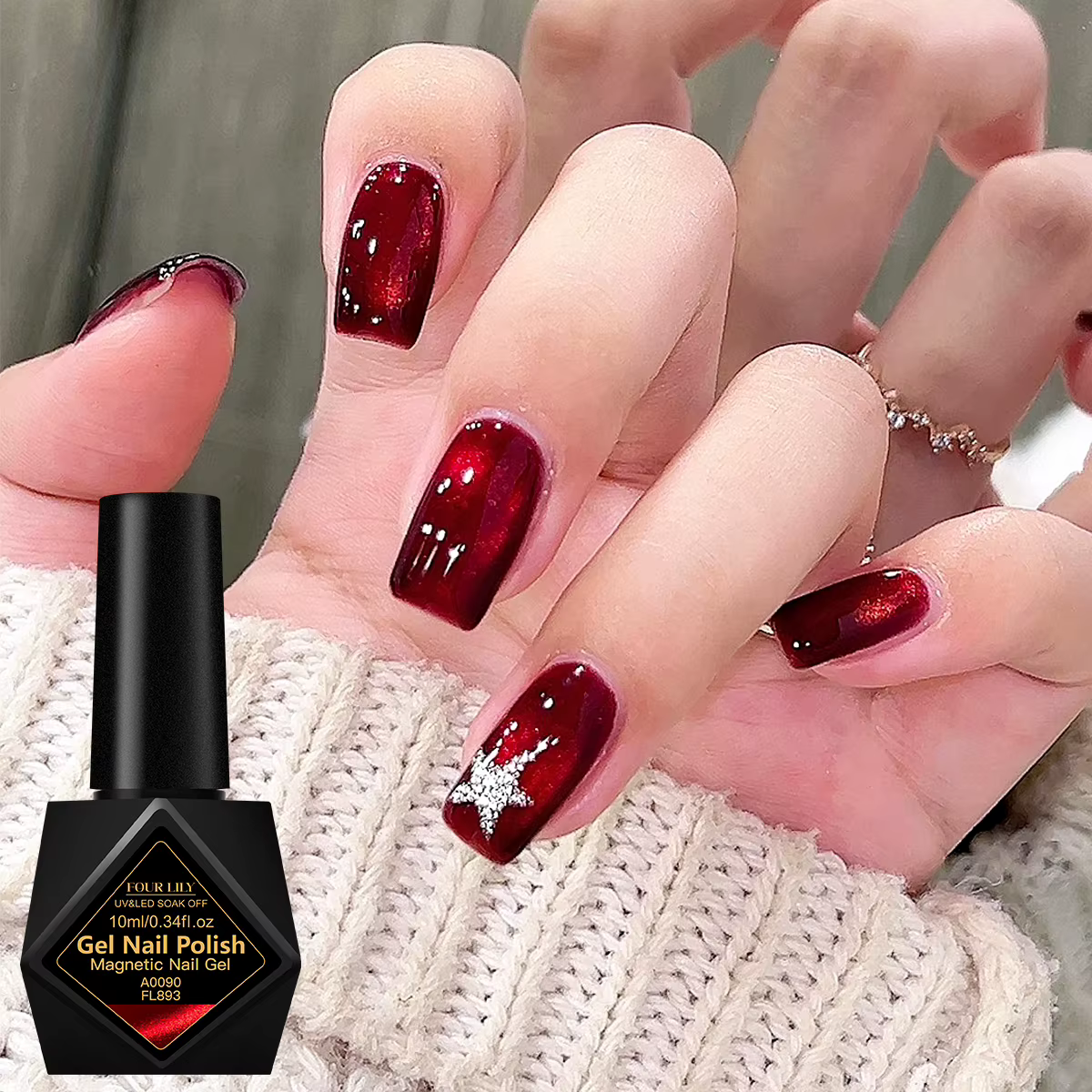 FOUR LILY – vernis à ongles Gel magnétique chat rouge foncé