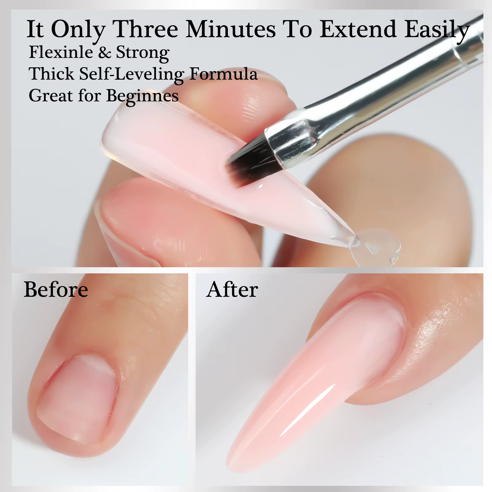 1/2pcsNail Art Extension Gel rose Gel gelée ongles