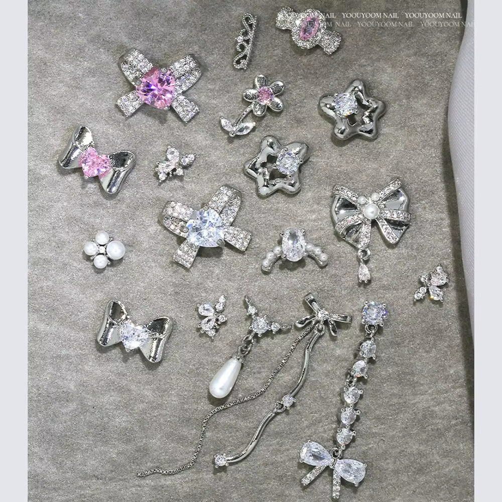 Bijoux de manucure 3D en argent de haute qualité