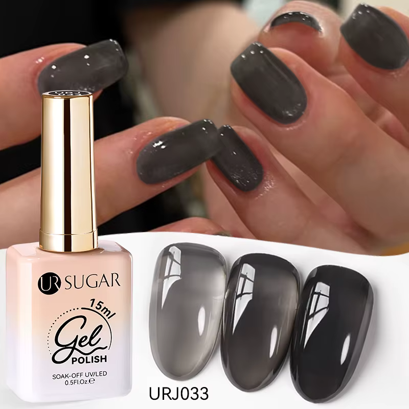 UR SUGAR 15ml Gel Polish Translucide Noir pour Ongles
