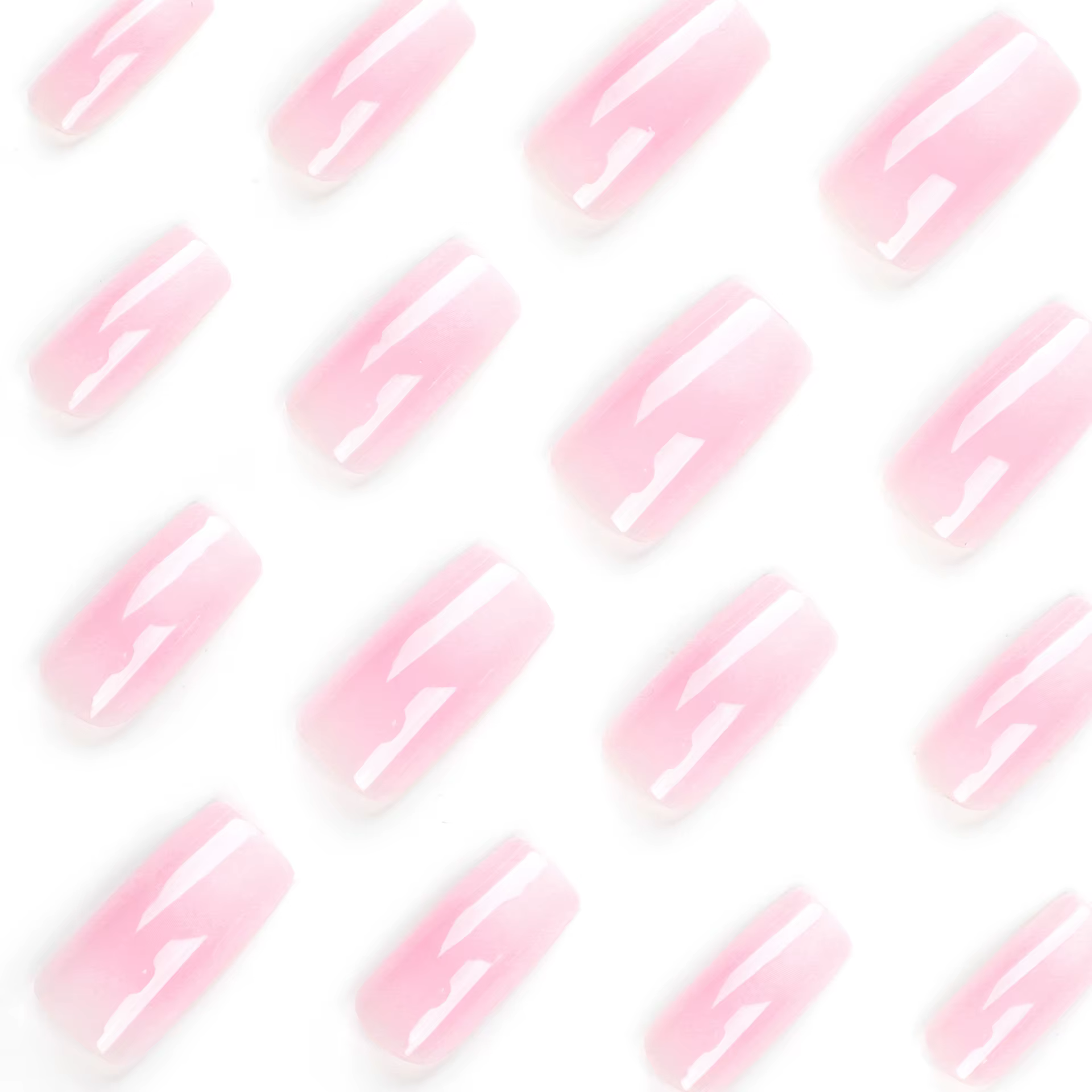24 faux ongles carrés longs rose ombré à presser