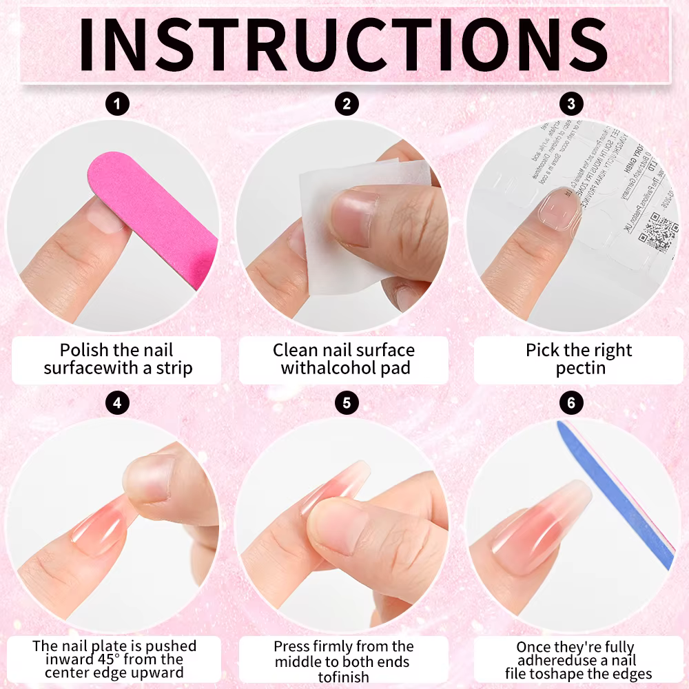 Faux Ongles Courts et Carrés Réutilisables