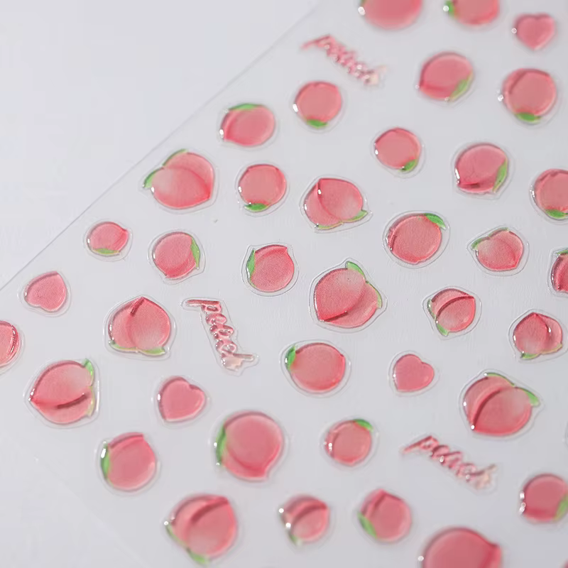 Autocollant de manucure 3D translucide rose