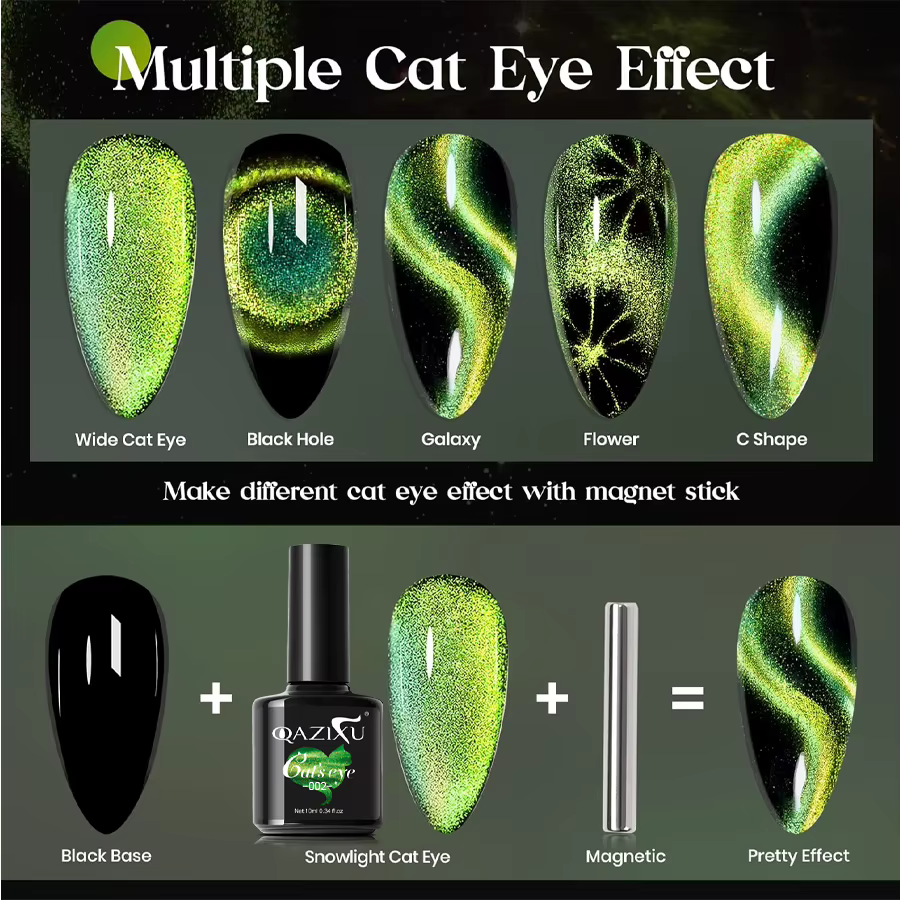 Vernis à ongles Gel œil de chat vert 10ML vernis Gel à tremper cristal galaxie Gel oeil de chat adapté aux Salons de manucure Nail Art