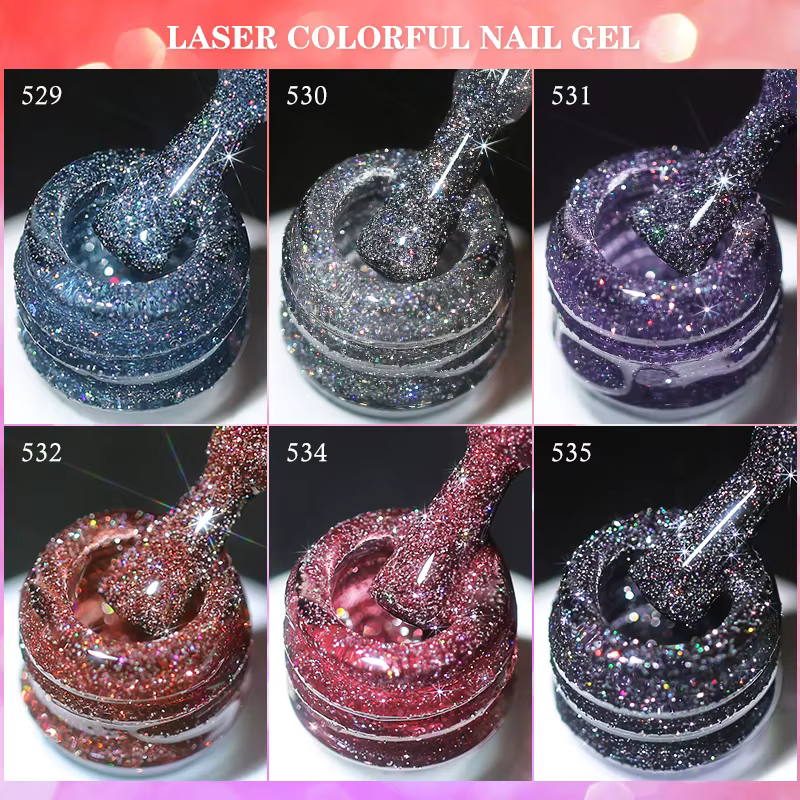 NAILCO 15ml paillettes Gel Vernis à ongles effet Elashy foncé