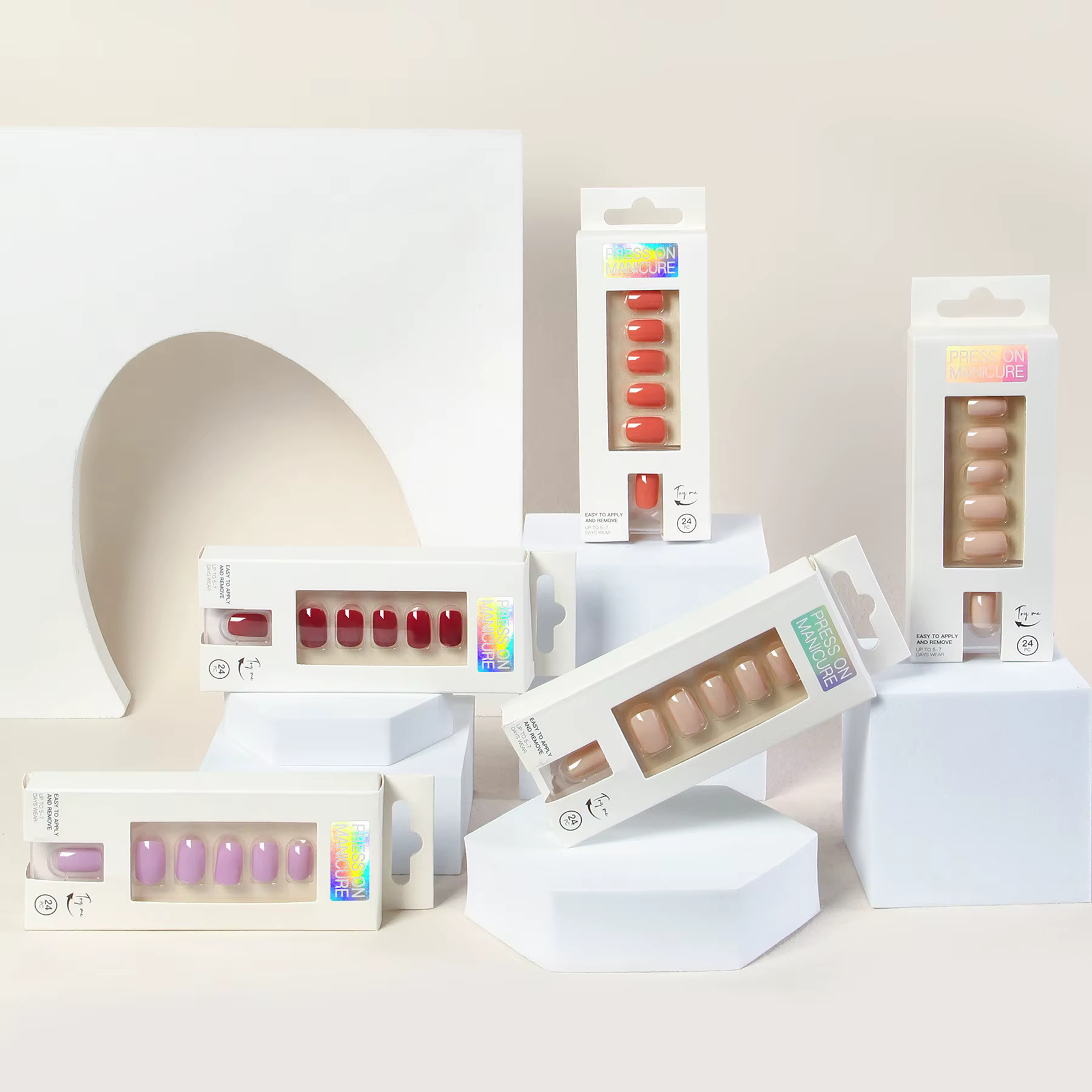 Ensemble de faux ongles courts à pression complète