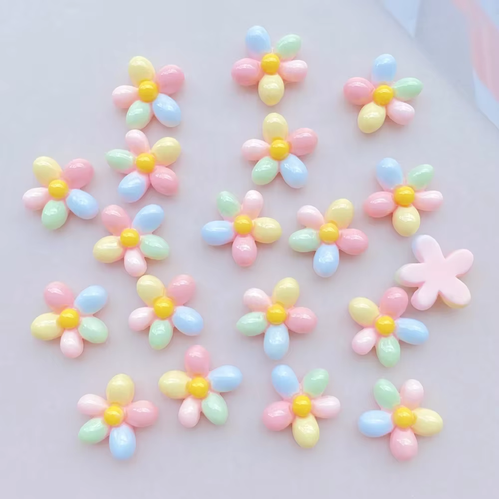 Mini Fleurs Colorées Arc-en-ciel en Strass pour Nail Art