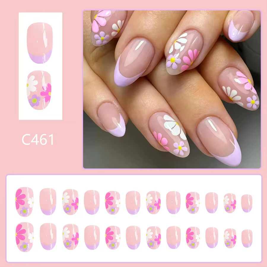 Faux ongles courts à pression en amande
