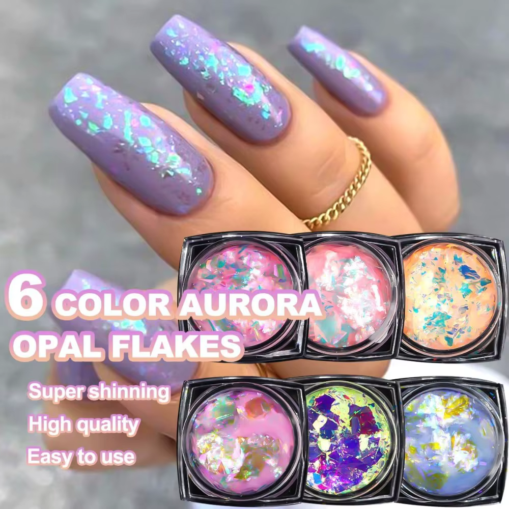 Paillettes pour ongles effet caméléon 6 couleurs