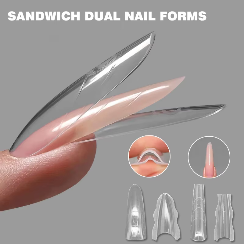 Nouvelles Formes à Ongles Double Usage Sandwich 180 pièces 15 Tailles 2025