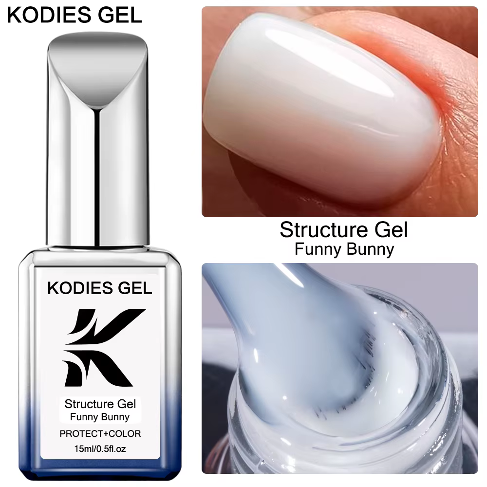 KODIES GEL Base en caoutchouc Gel vernis à ongles Structure Gel drôle lapin 15ML Semi Permanent UV tremper blanc laiteux Gellak pour manucure