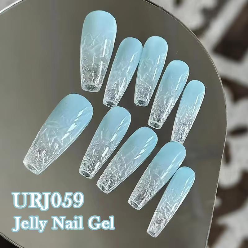 UR SUGAR 15ml verre bleu glace menthe gelée Gel vernis à ongles printemps été Semi Transparent Nail Art tremper LED UV Gel bricolage manucure