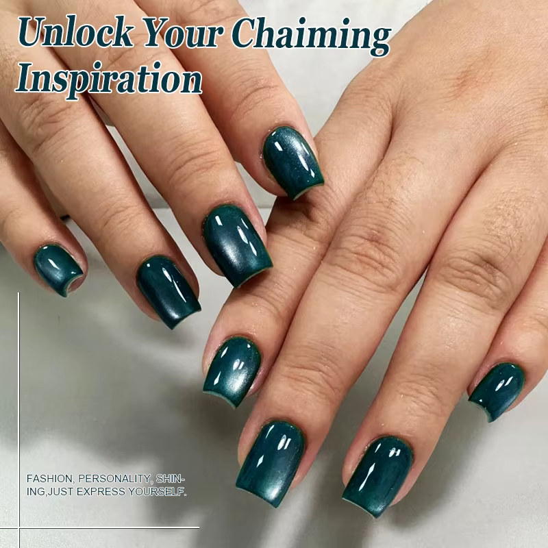 Vernis à ongles semi-permanent magnétique en gel UV/LED 8ml vert émeraude effet cristal pour salon de manucure DIY