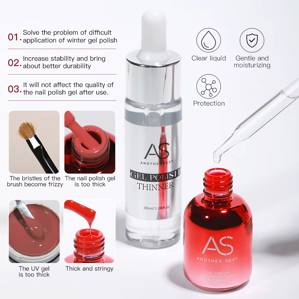 AS 30ml Diluant Gel Transparent 30G pour Vernis à Ongles