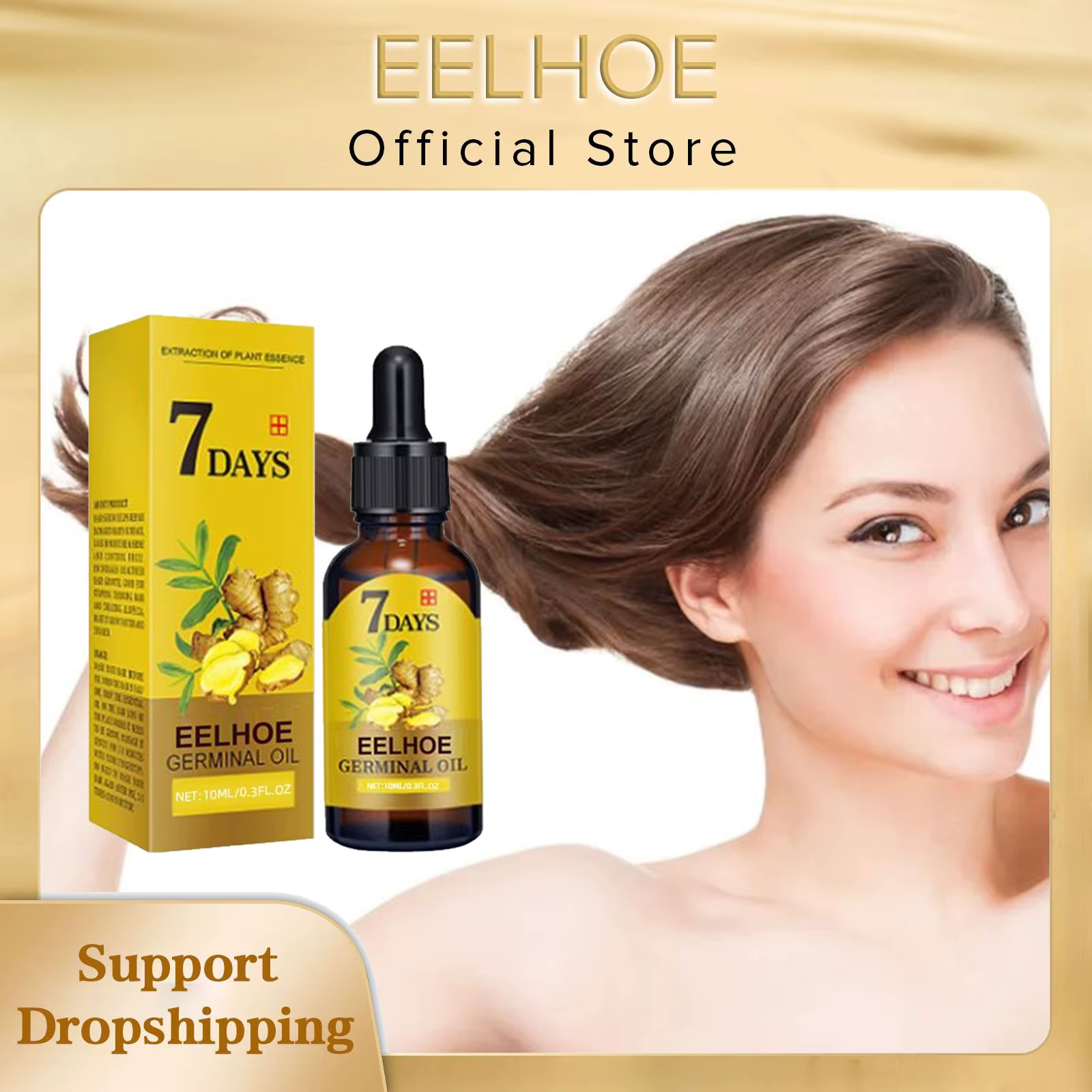 EELHOE Huile de croissance des cheveux au gingembre | Traitement anti-chute naturel essentiel | Solution nutritive hydratante pour tous types de cheveux 40 ml