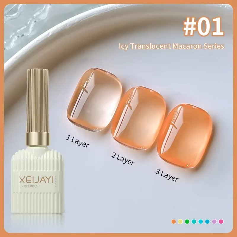 2025 nouveau 8 couleurs ensemble été glace à travers Macaron méthyl Gel populaire blanchissant gelée vert