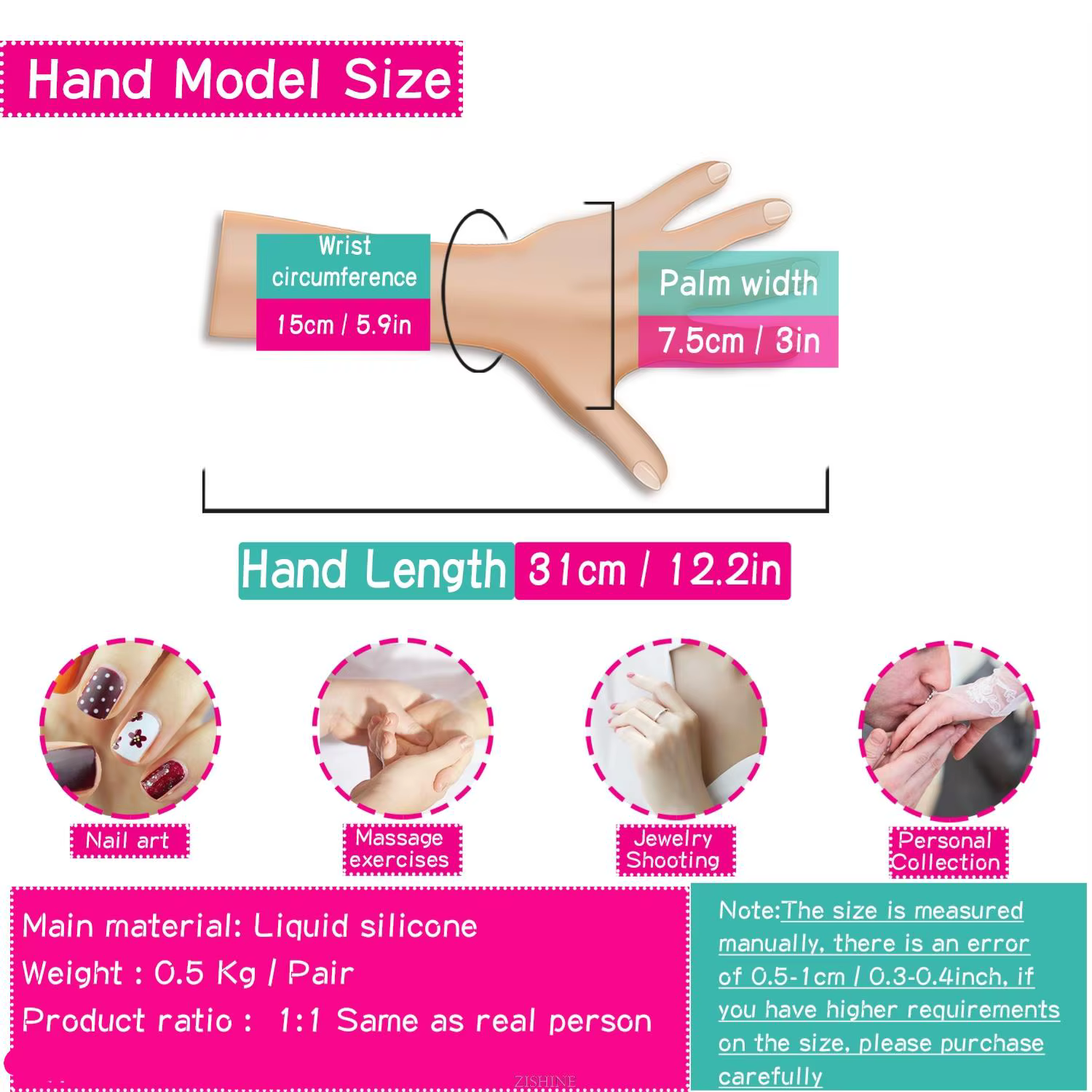 Modèle de main réaliste en Silicone