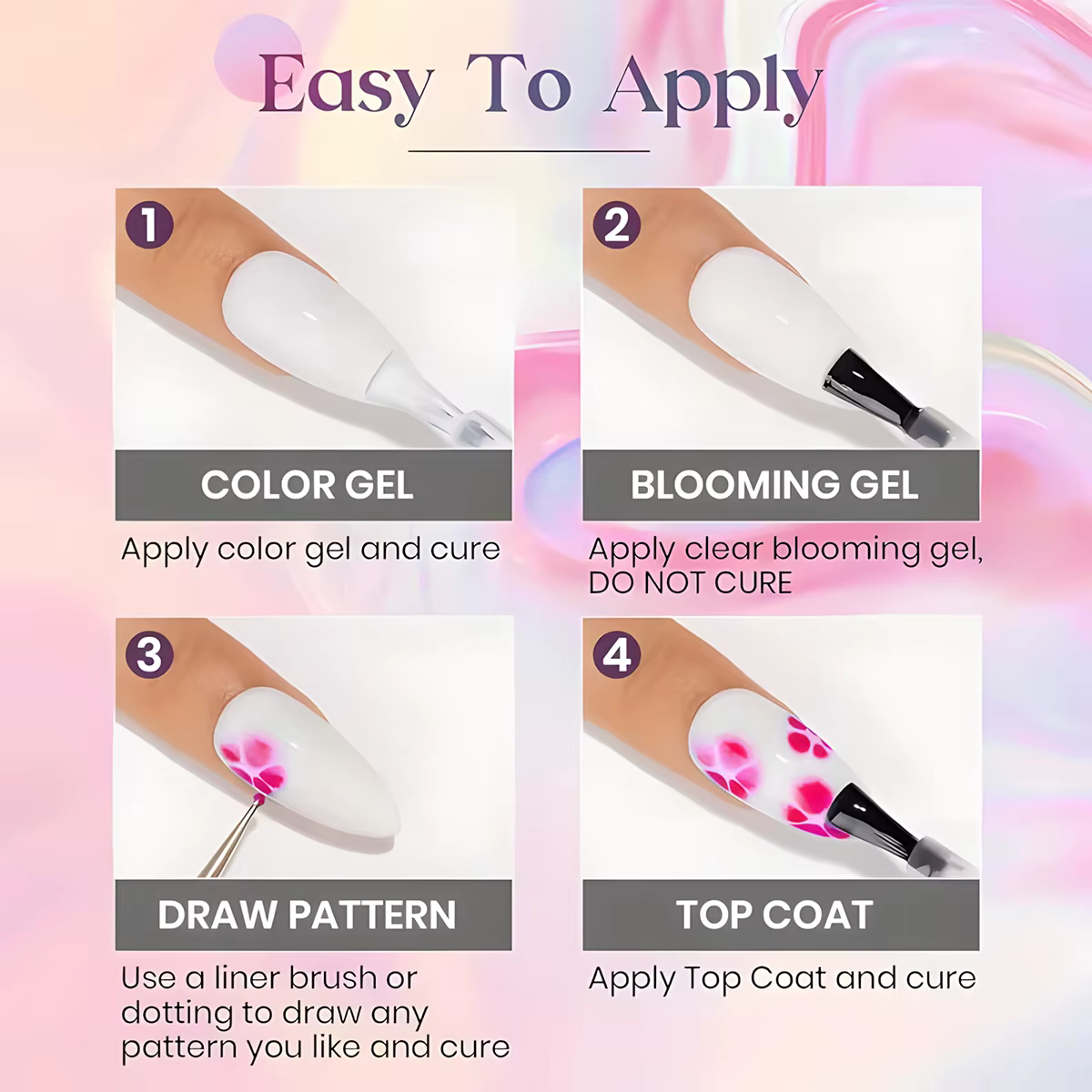 Vernis à ongles transparent effet dégradé floral Hassleless 15 ml