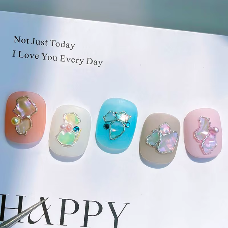 Aurora-Flocons de Coquillage N64.Décorations de miles, Ormeau Naturel, Tranche Irrégulière, Coquillages Minces, Pierre de Mer, Accessoires de Manucure pour Nail Art