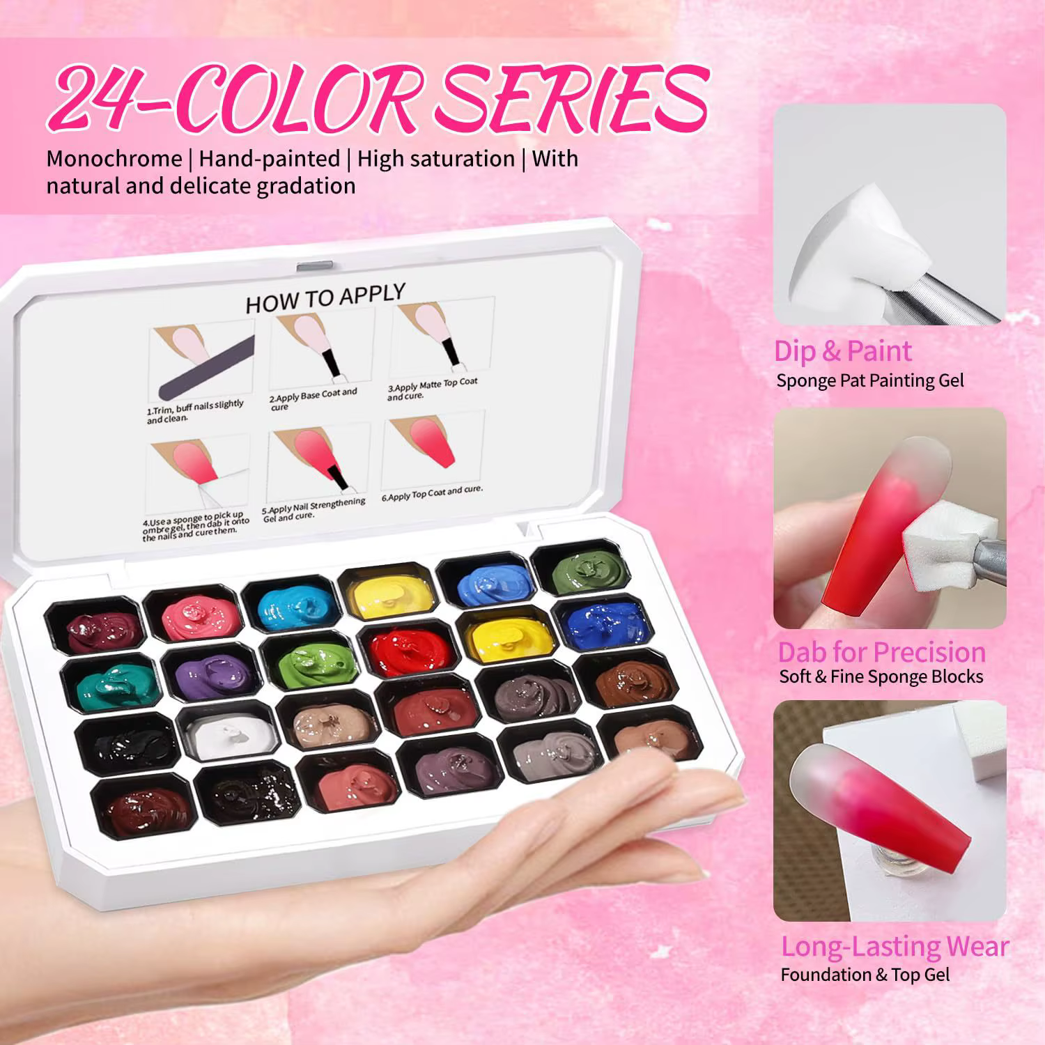 Gel de peinture dégradé 24 couleurs pour nail art