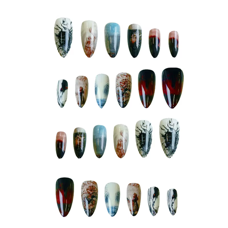 Faux ongles en amande de Style français