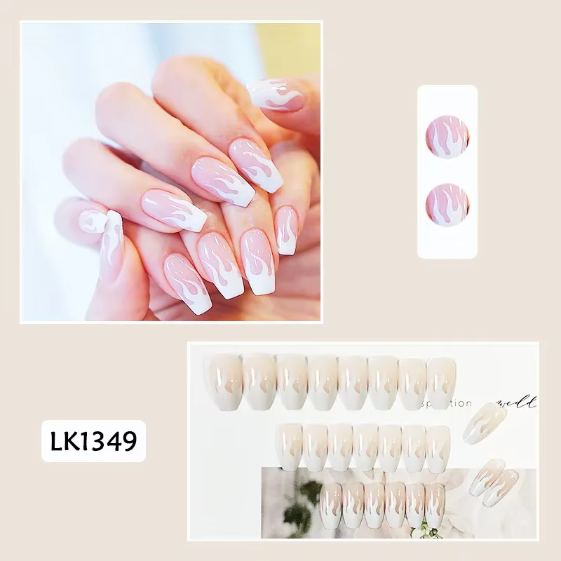 Faux ongles adhésifs français faits à la main pour fille aux épices
