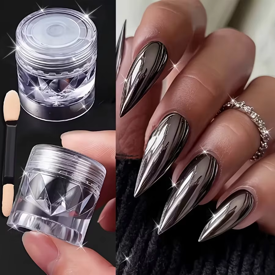 1 Boîte de Poudre à Ongles Super Magic Mirror Noire
