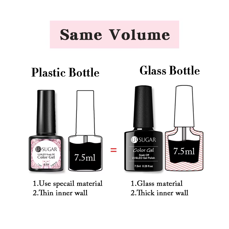 UR SUGAR 7.5ml Rose paillettes couleur unie Gel vernis à ongles gelée nu