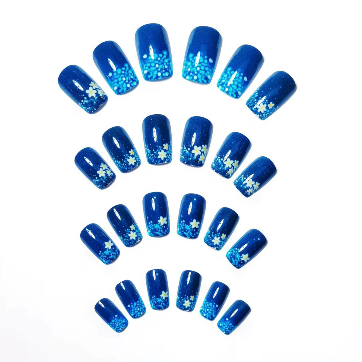Faux ongles courts carrés moyens pour femmes et filles