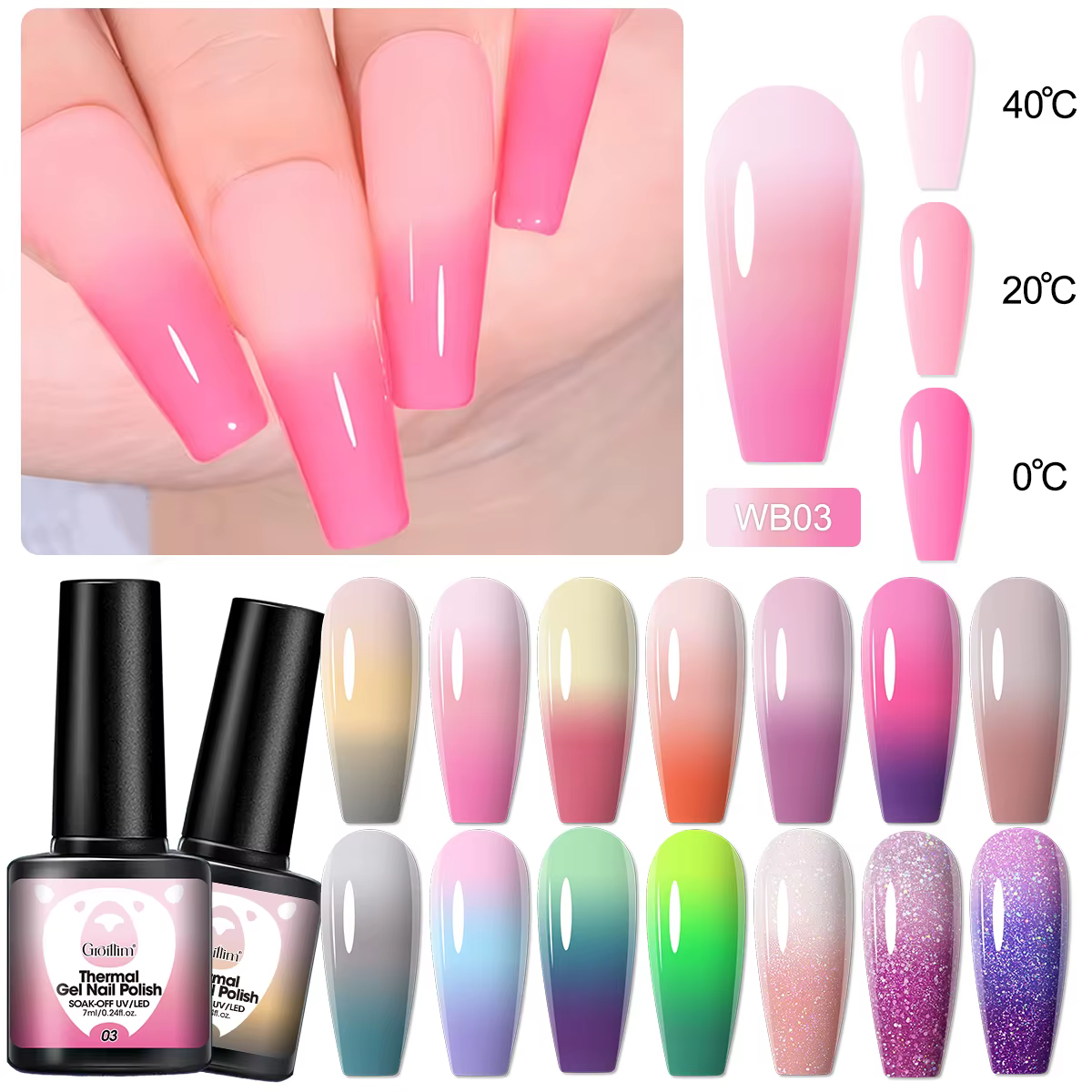 Vernis gel thermique à couleurs changeantes de 7 ml