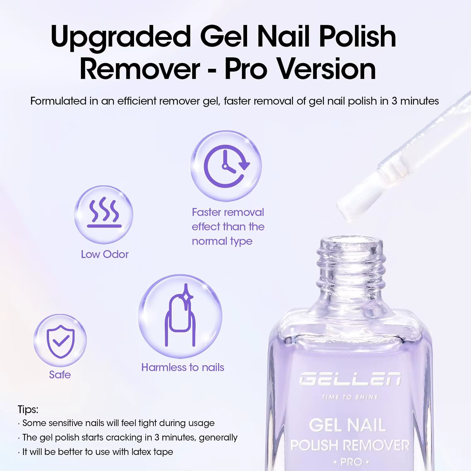 Kit professionnel GELLEN pour retirer le vernis à ongles en gel – Dissolvant rapide sans feuille