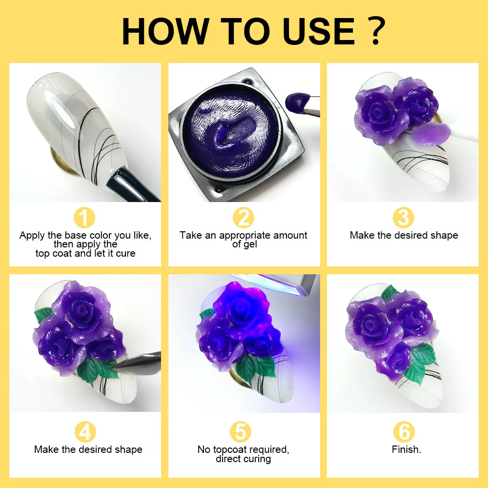 LIMEGIRL Nail Art UV pâte à modeler Gel pour ongles bricolage sculpter modèles 3D UV Gel acrylique sculpture fleurs accessoires pour outil de manucure