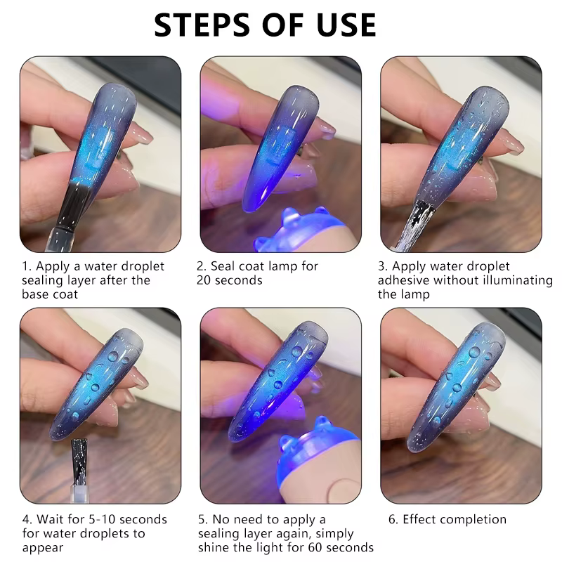 6 Couleurs Nouveau Gel de Finition Effet Gouttes d'Eau pour Ongles
