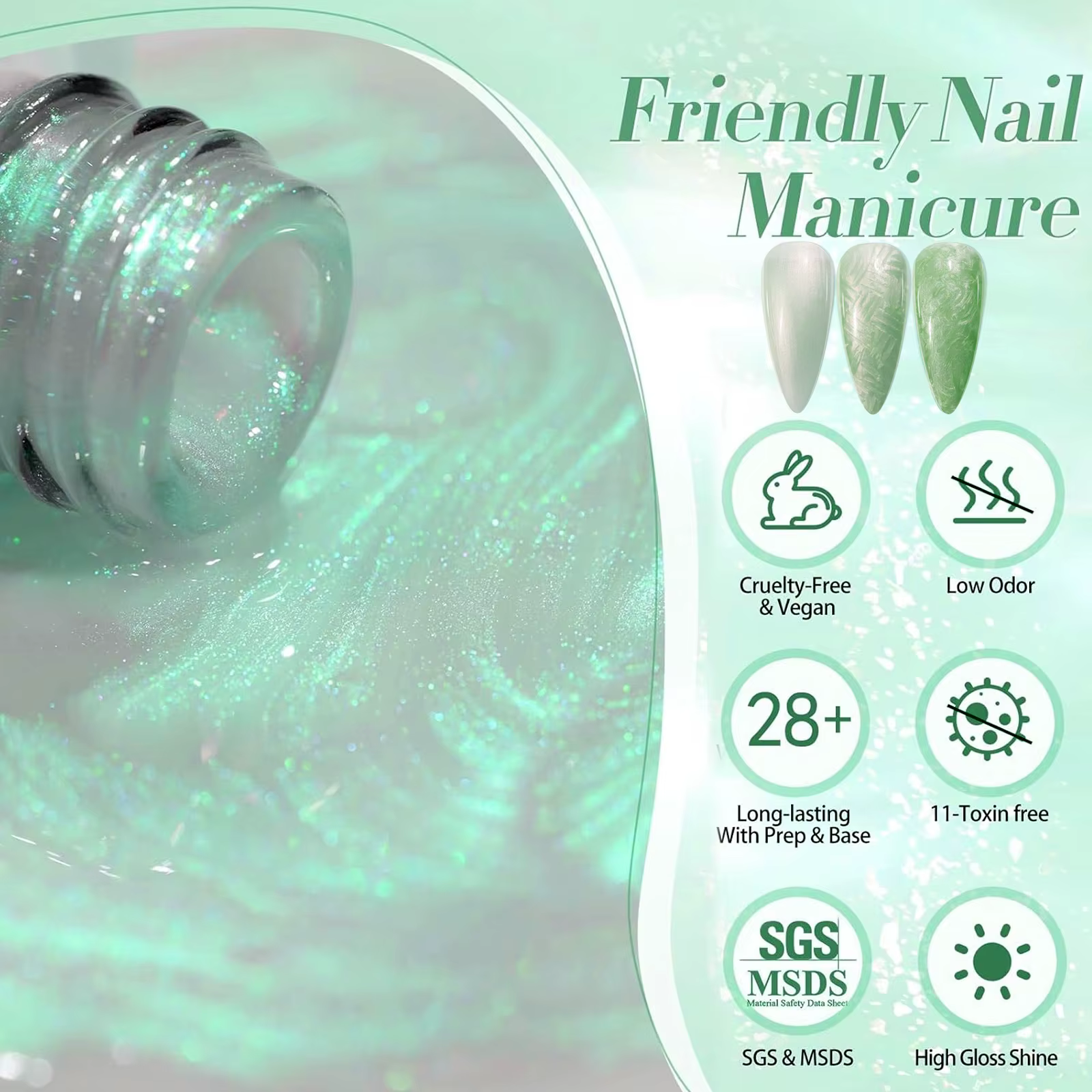 8 couleurs perle coquille fil vernis à ongles Gel UV LED tremper Gel