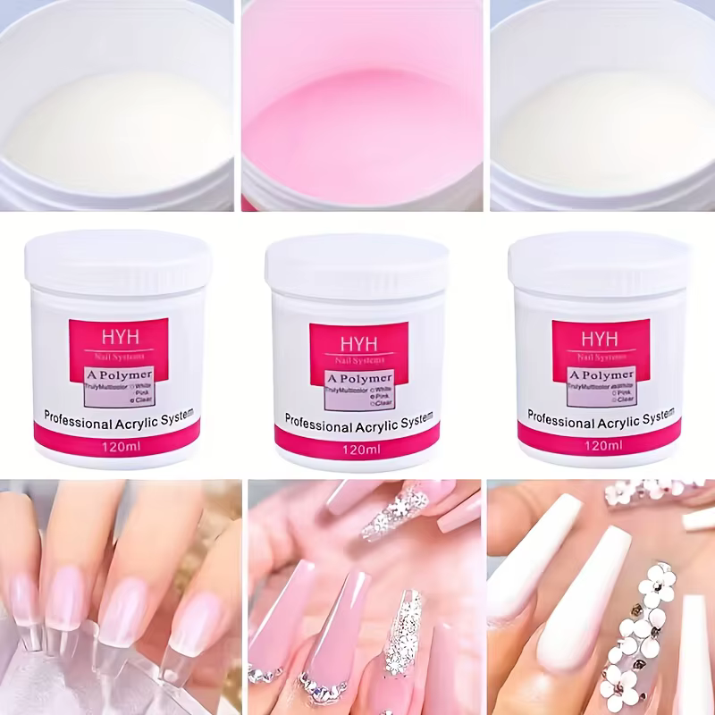 Poudre acrylique 3 couleurs transparente
