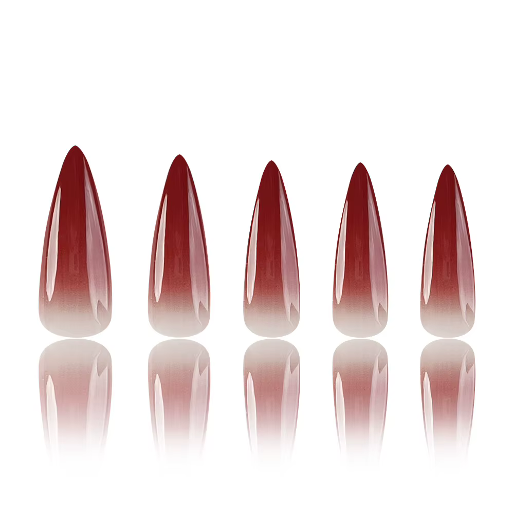 Vin rouge faux ongles conseils longue tête pointue brillant presse