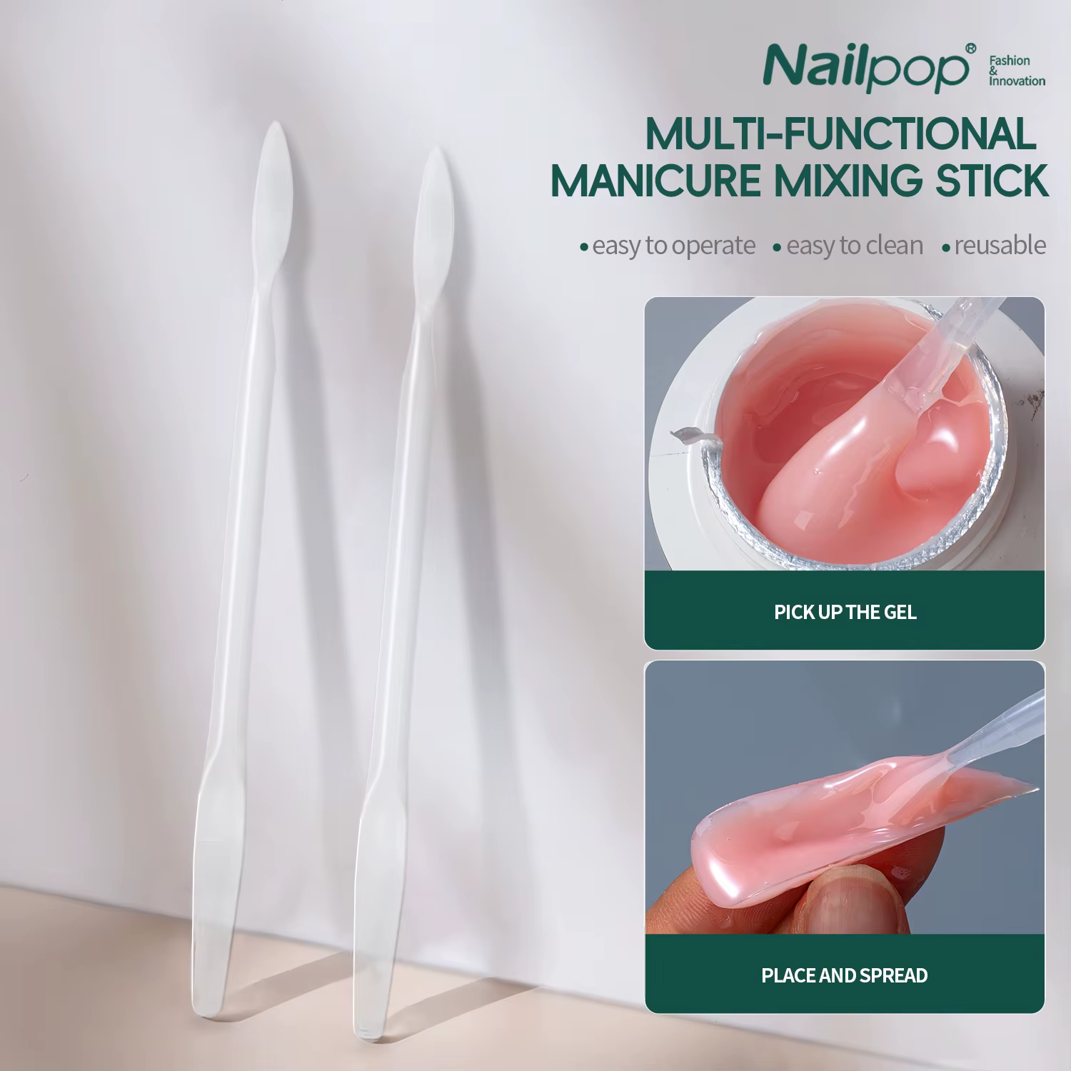 Bâtonnet mélangeur à double tête Nailpop pour gel à ongles liquide
