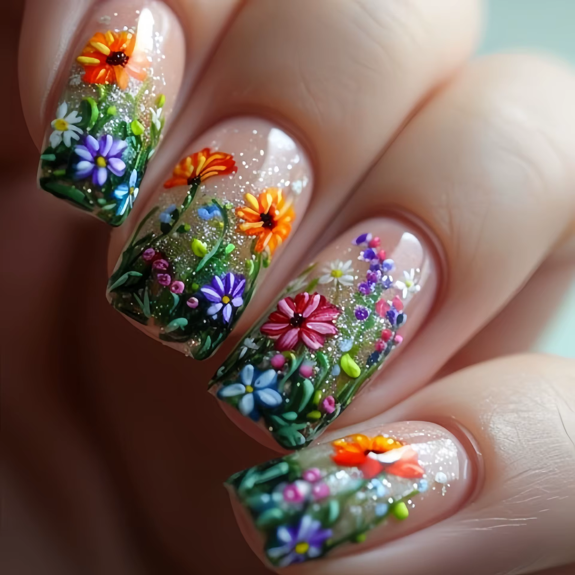 Faux ongles mi-longs pour femmes et filles