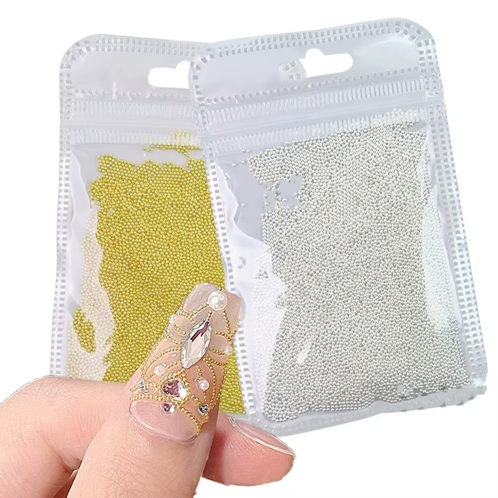 Perles pour Nail Art en acier inoxydable or/argent