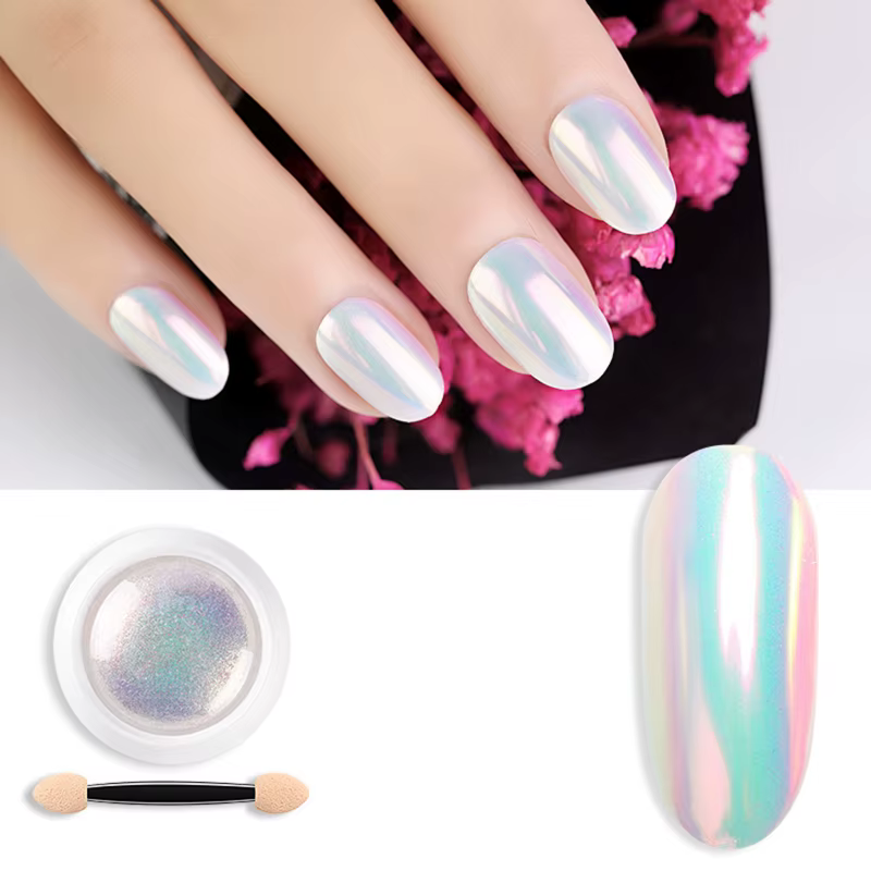Brillant ongles perle néon rose frotter