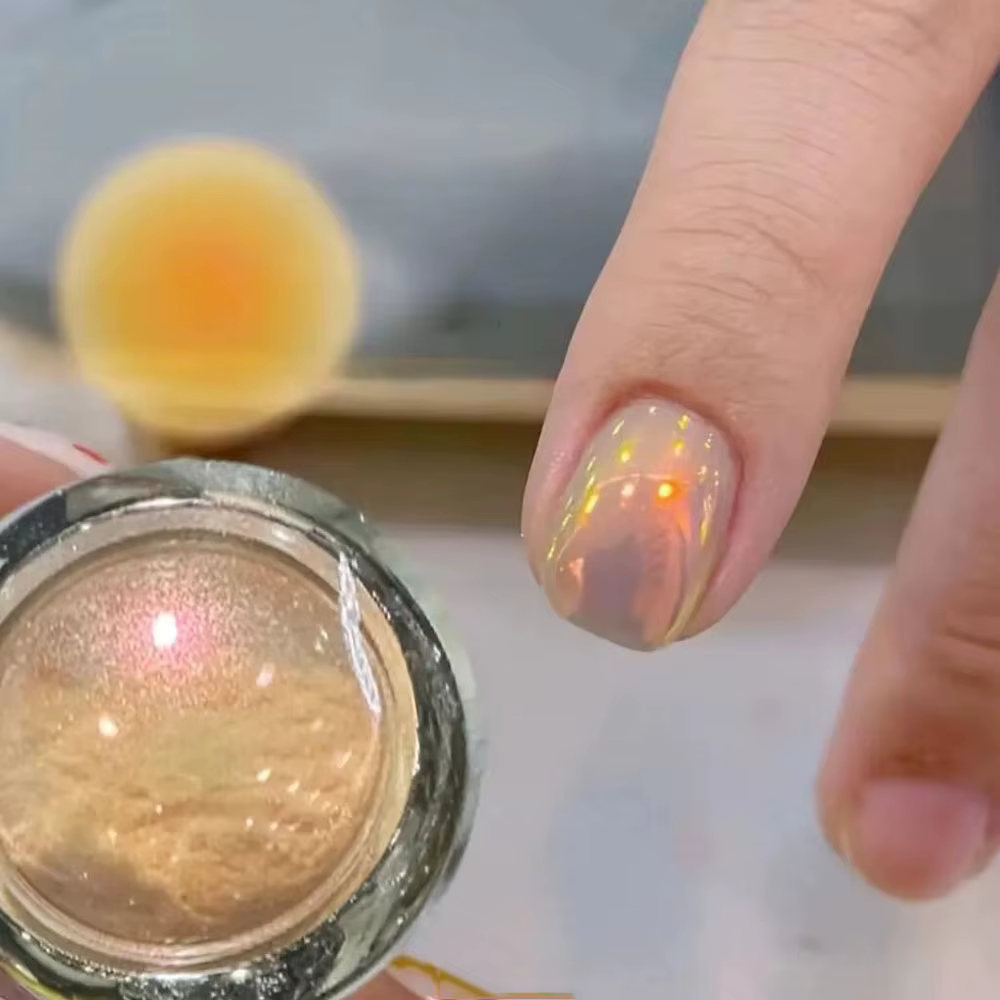 1 pot coucher de soleil Orange Aurora Chrome poudre à ongles 0.2g-Net clair de lune miroir