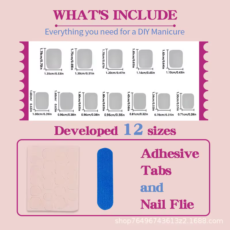 24 faux ongles courts carrés à motif géométrique rétro