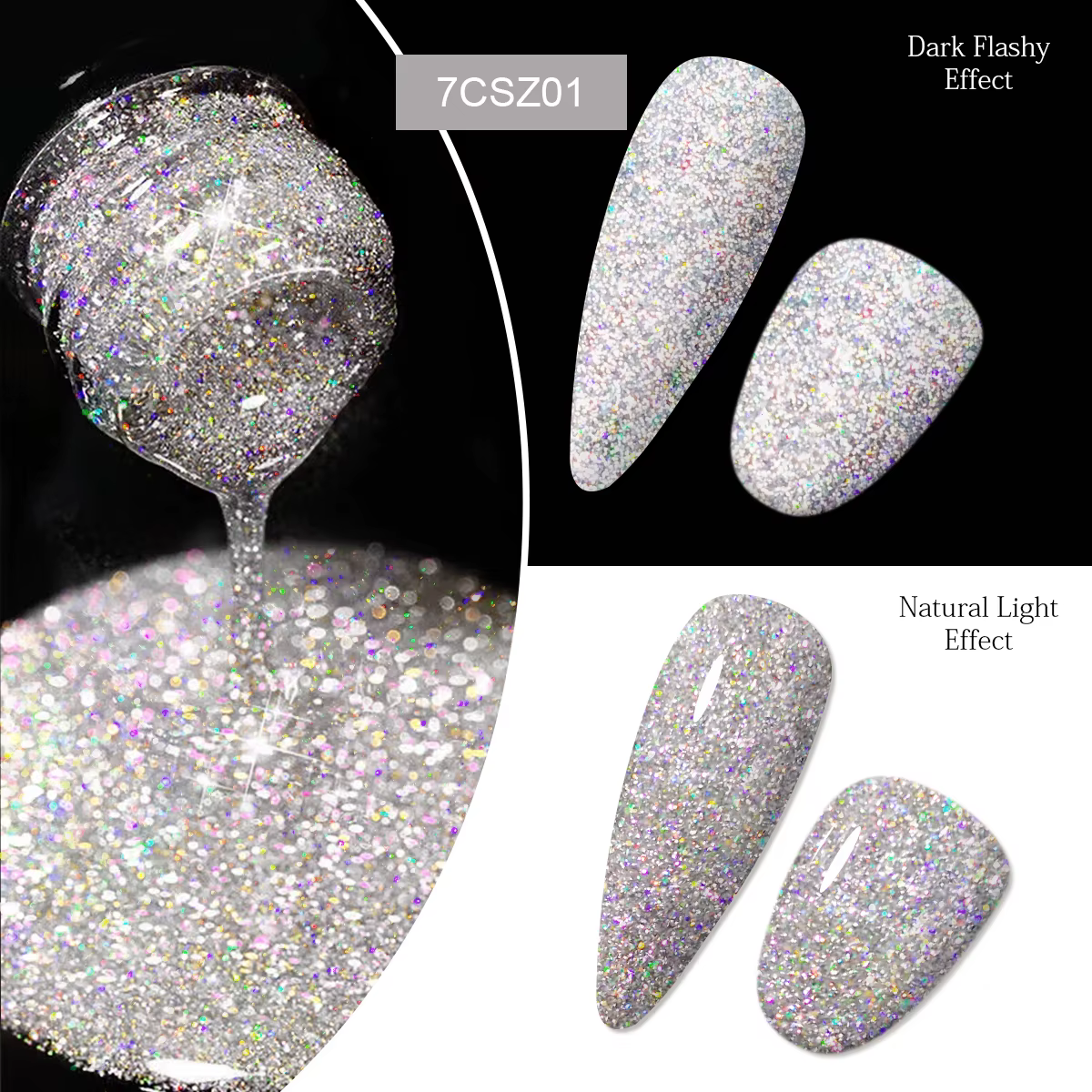Heimat Frisch 7ml Gel à ongles argenté scintillant — Éclat éblouissant et brillance argentée glamour ; Un incontournable pour les passionnés de mode