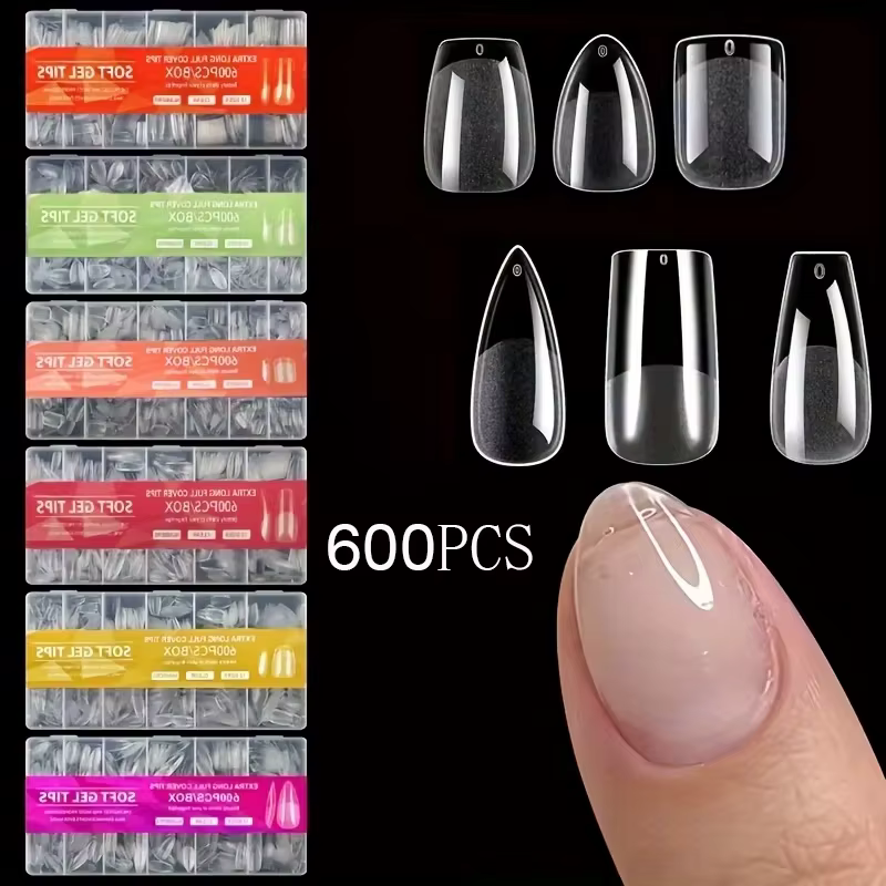 600 faux ongles en acrylique transparents