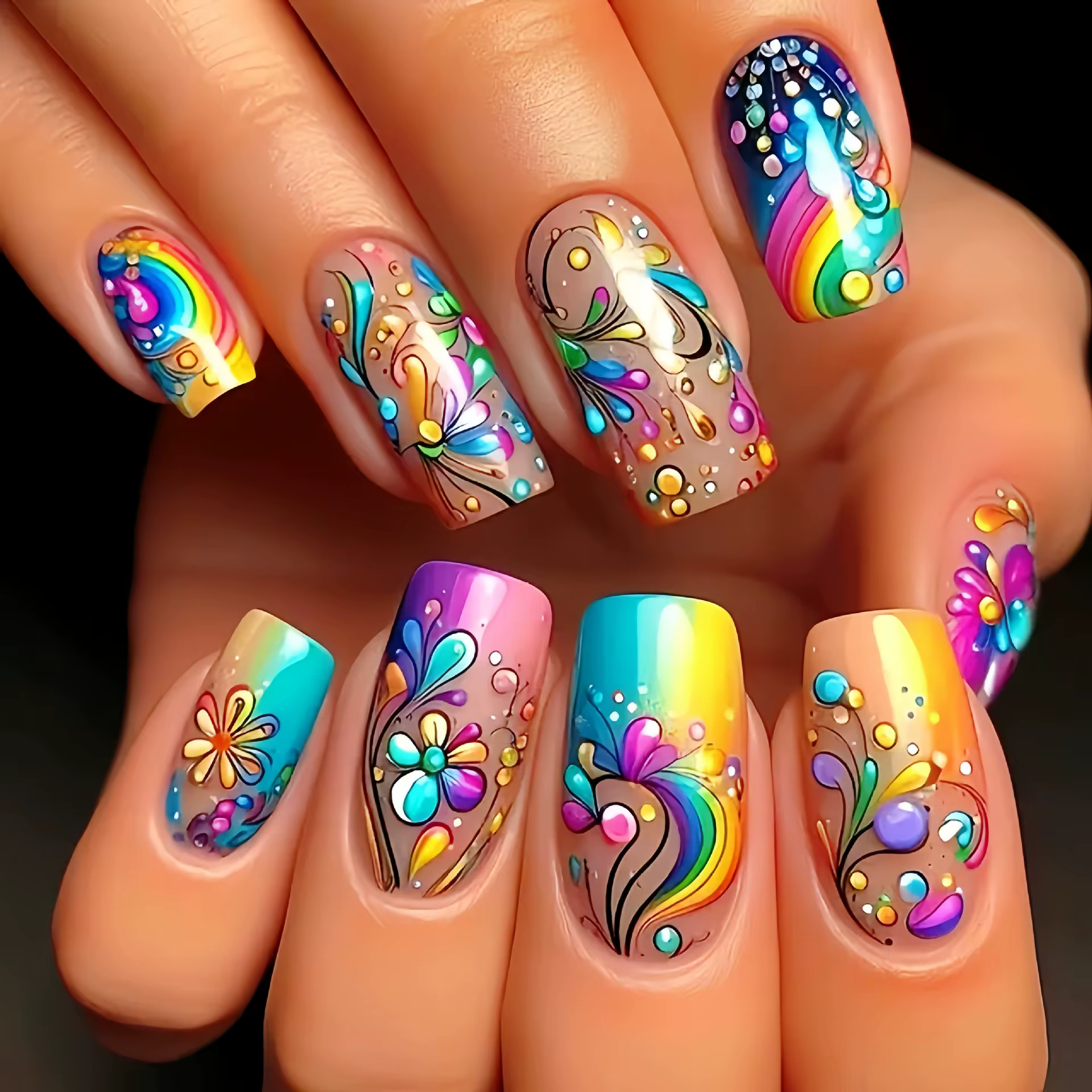 Faux-ongles mi-longs pour l'été et le printemps