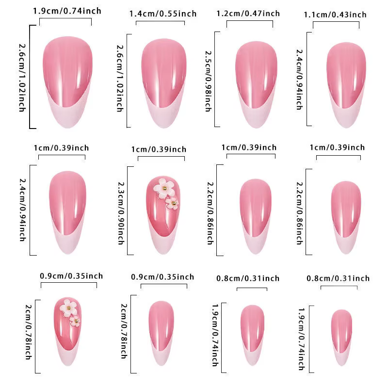 24 pièces couleur rose chair presse sur ongles amande blanc pointe française faux