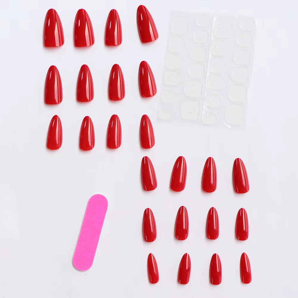 24 pièces- faux ongles amande de couleur unie